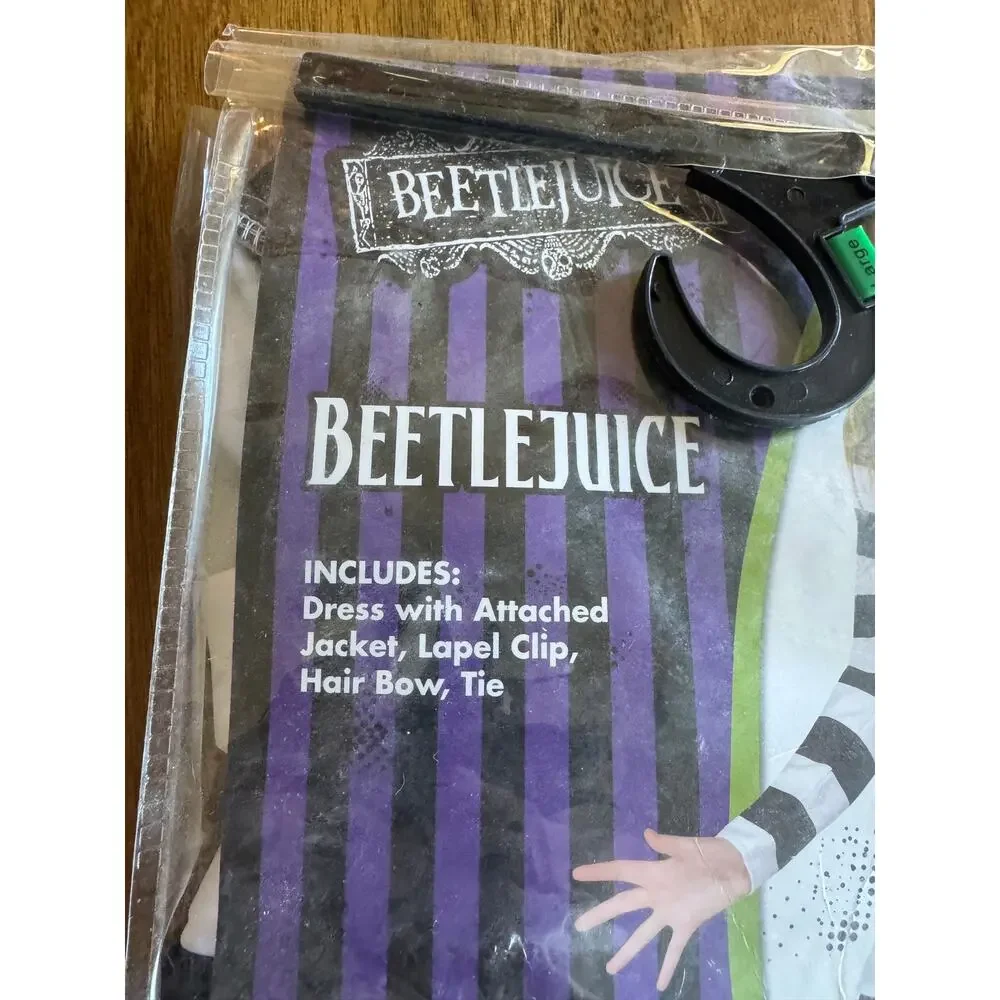 Spirit Halloween Beetlejuice Girls Costume Large 12-14 Dress Tie Missing Bow